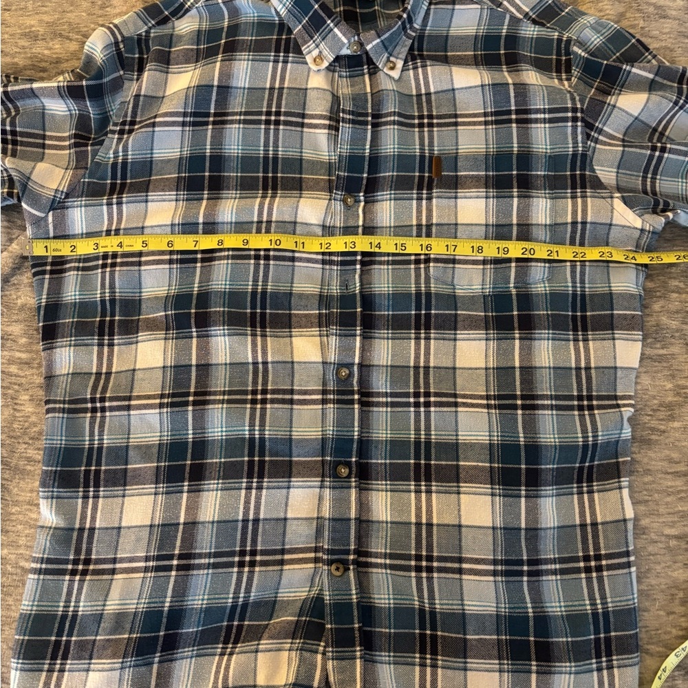 Izod Men's Navy and White Plaid Button Down Shirt